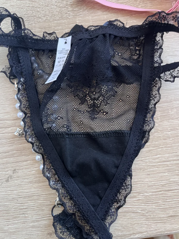2023 New Chain Thong Panty Mid Rise Fancy Lace Flower Lingerie T-back ...