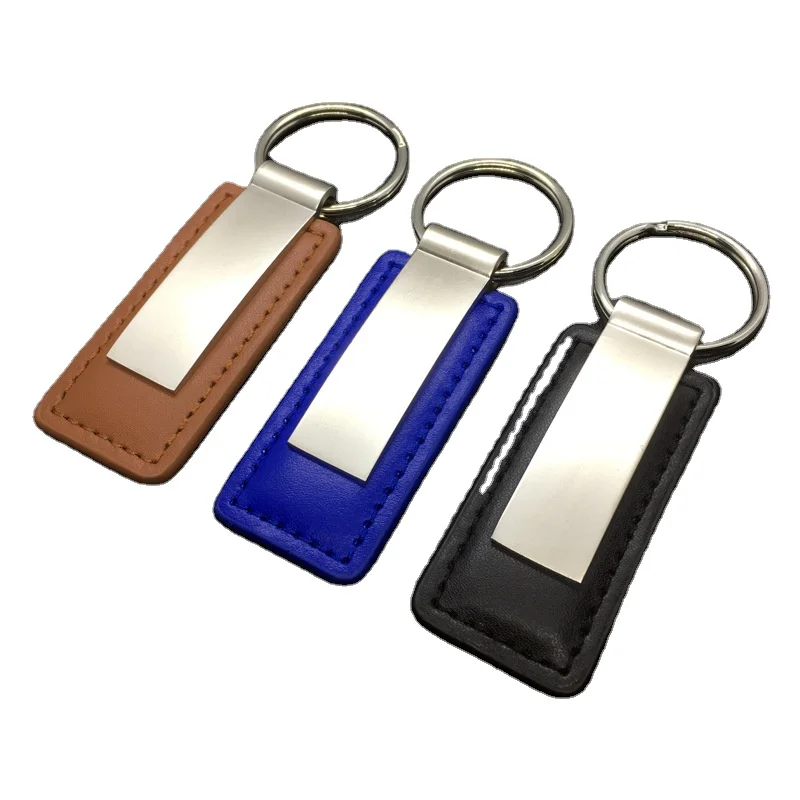 MY127 Personalized Metal Custom Logo Blank Luxury Pu Leather Car Keychain Car Leather Key Chain