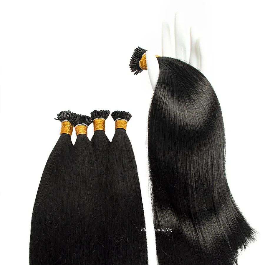 Extension per capelli umani Yaki lisci, brasiliani Remy, pre-incollati, con punta a I_voghion.com
