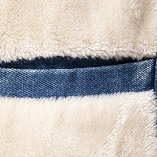 Nyt efterårs- og vinterjakke til mænd i vindtæt denim med fleece-futter, europæisk størrelse, tværgående casual kvalitetsvasket top