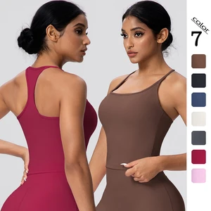Custom Wholesale Workout Gym Vest Padding Racerback Sports Solid Yoga Quick-Drying Running Fitness Top