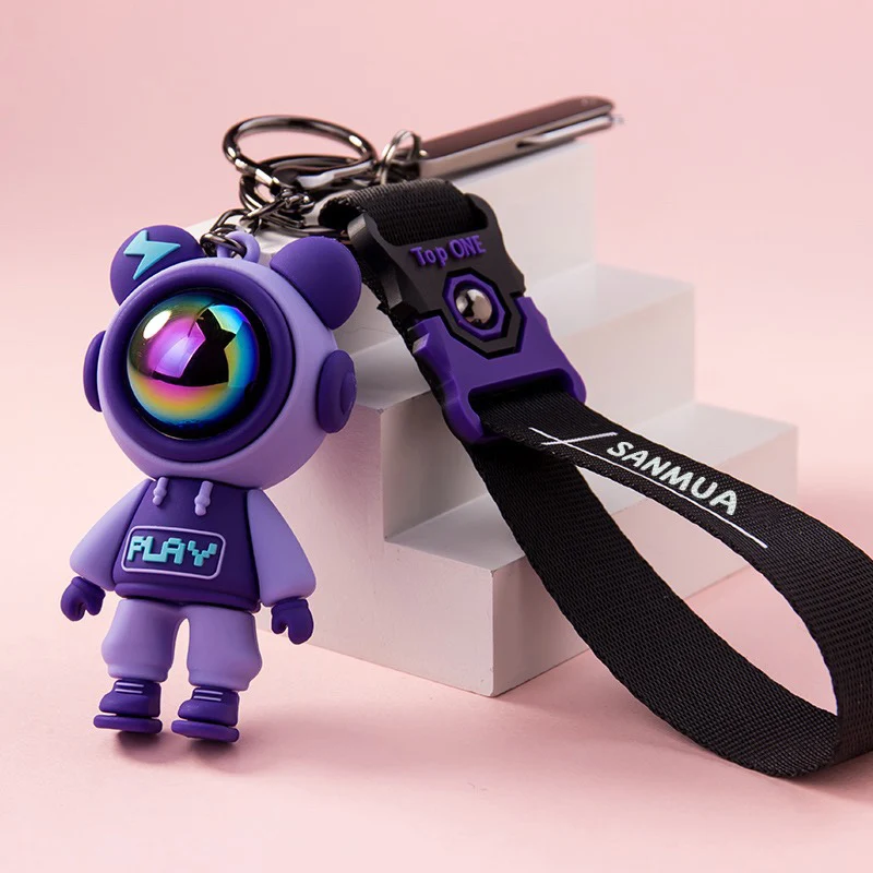 Cartoon Lightning Bear Keychain Cute Astronaut Bear Doll Keyring Bag ...