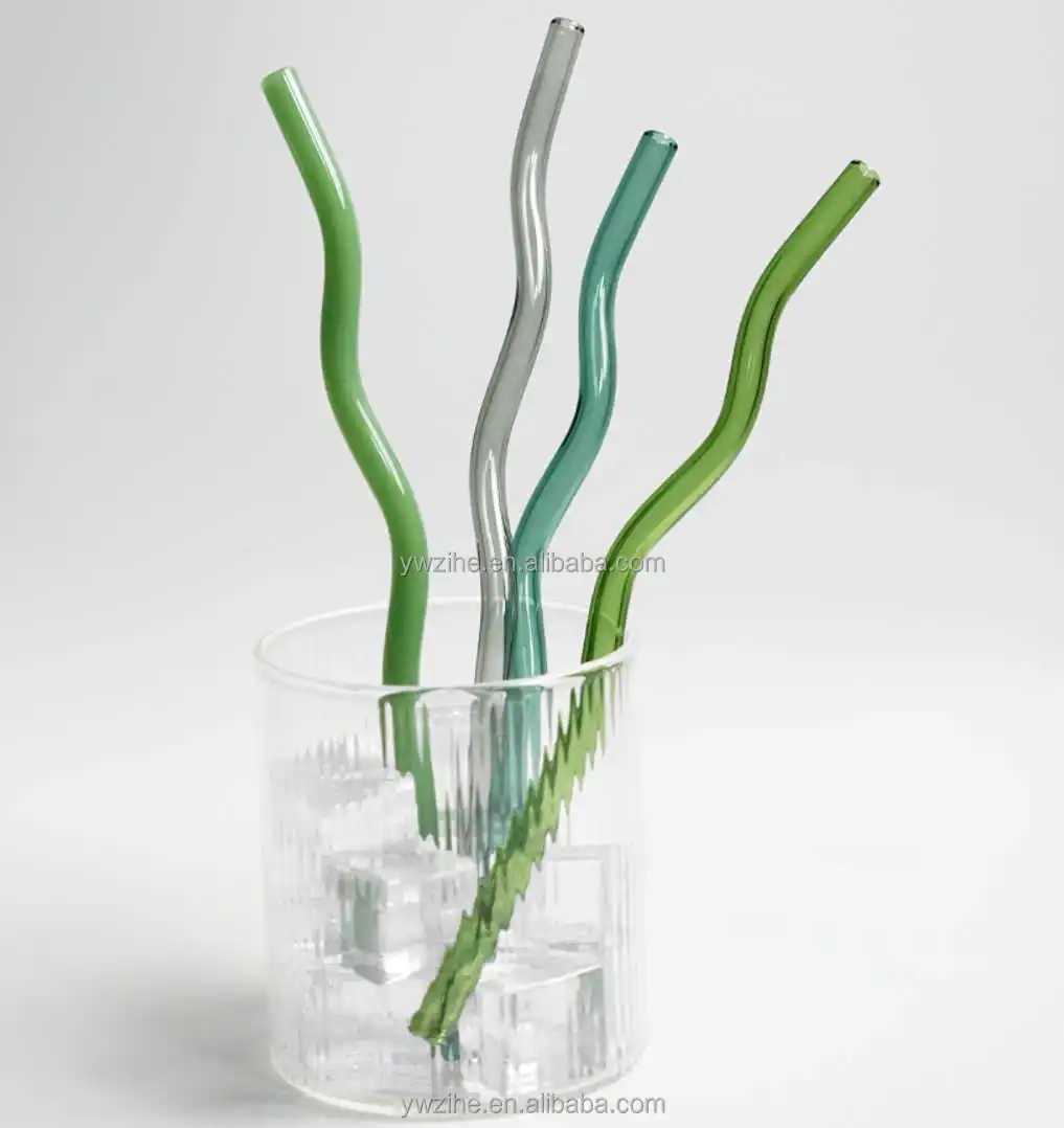 House Artistry Glass Straws Reusable Straws Heat Resistant Glass Straw  Drinking Milk Tea Long Stem Glass