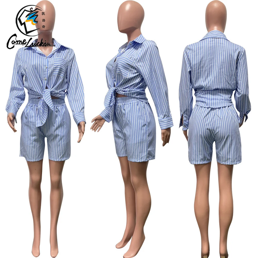 Baymate Damen 2-teiliges Set - Y2K Streetwear Mit Langarm-Top Und Shorts Für Sommer