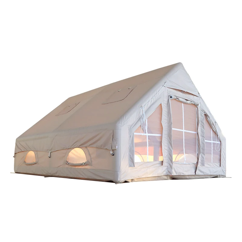 China Factory Cheap 12 m2 4 6 Person Waterproof Breathable Portable Inflatable Family Camping Tent House For Outdoor Hiking