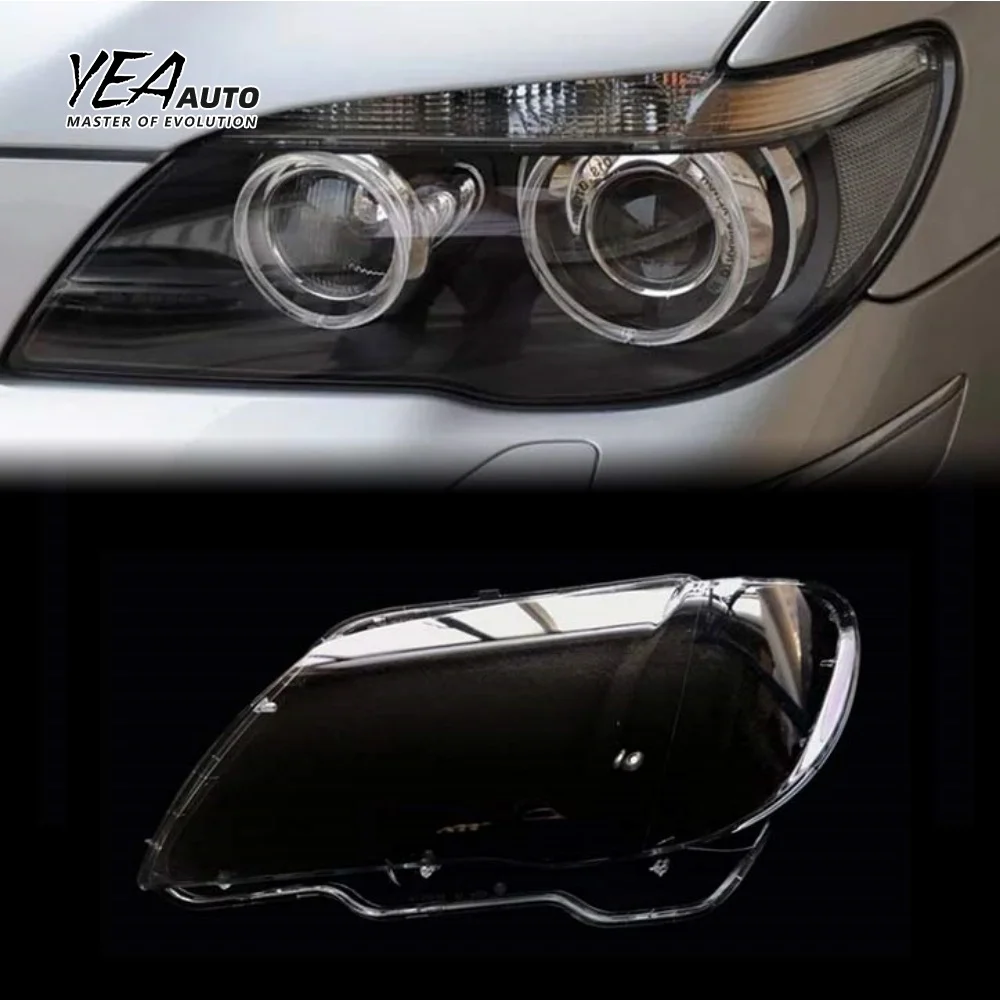 YEA AUTO Penutup Lensa Lampu Depan Mobil Kaca PC untuk BMW Seri 7 E66 Penutup Lensa Kaca Lampu Depan 2004 - 2008