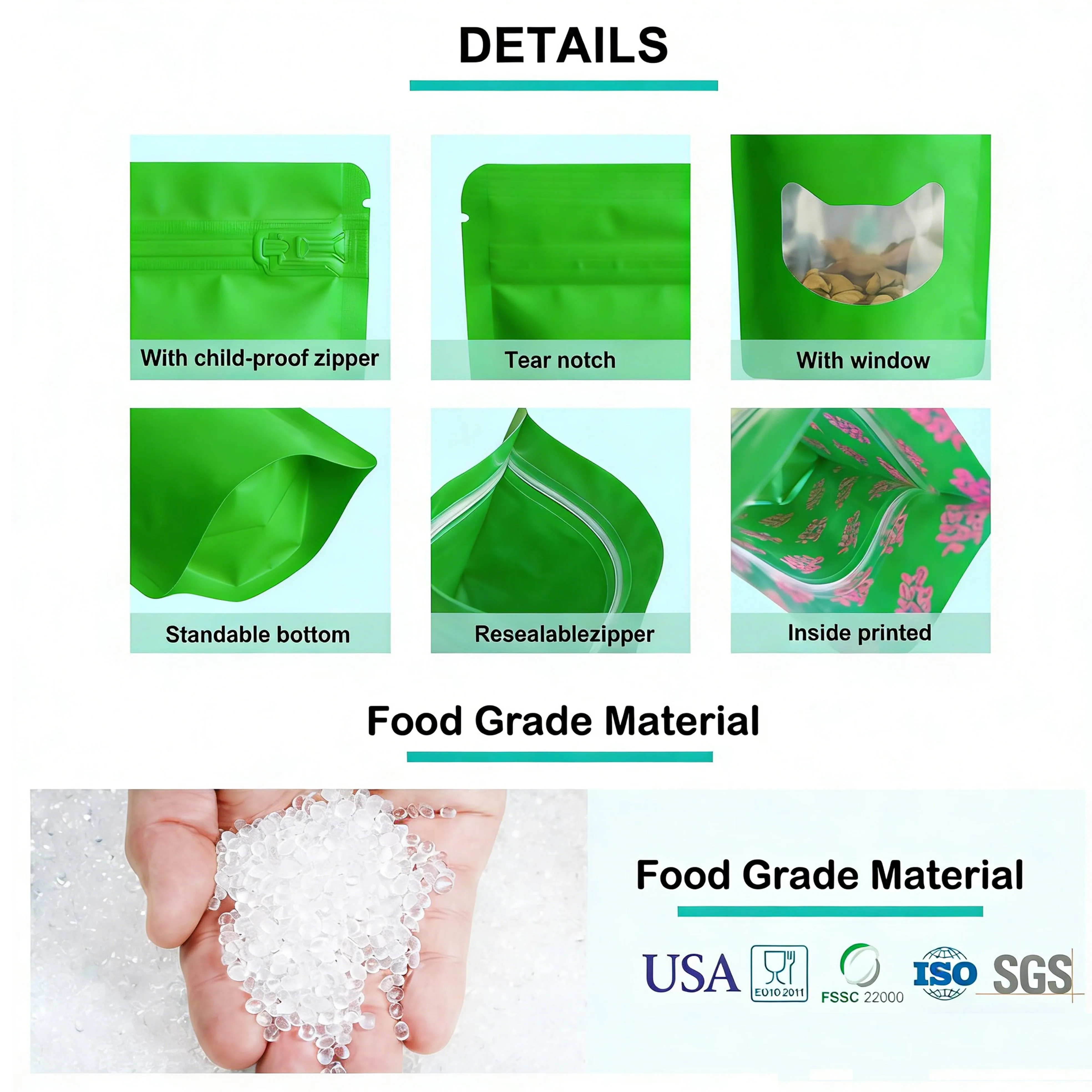 Custom Printed Mylar Bags With Box Full Set 3.5g 7g 14g Holographic Die Cut Smell Proof Resealable Edible Packaging