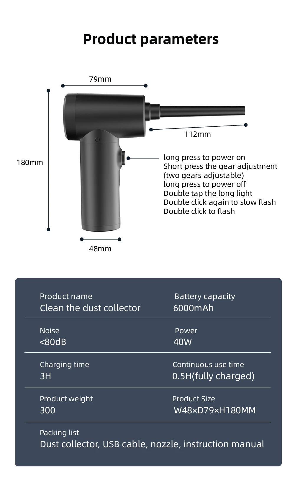 50000RPM Wireless Inflatable Gun 6000mah Cordless Rechargeable Household Portable Dust Blower Car Vacuum Cleaner with Air Pump