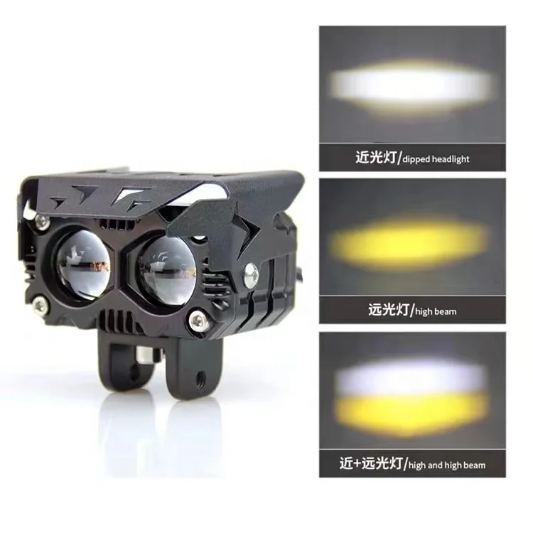 Waterproof Owl Design Dual Color Led Motorcycle Laser Fog Light Headlight Led Auxiliary Spot Led Lights for Motorcycle