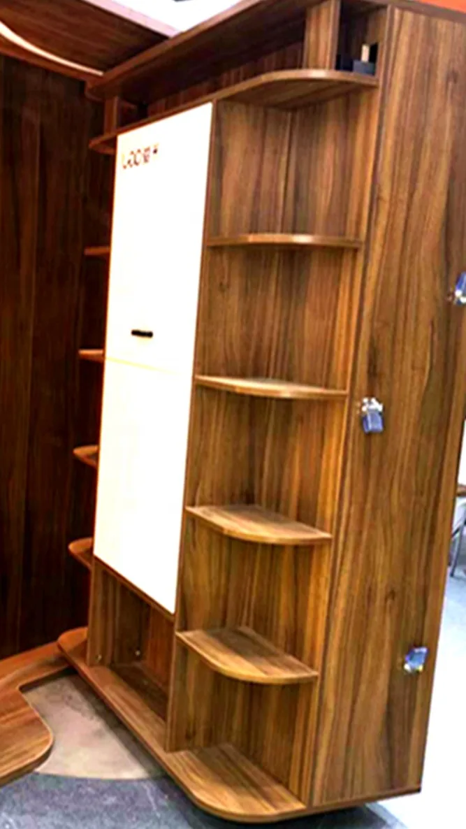 Hidden Wall Bed Folding Rotating Bed Bookshelf Murphy Bed With Wardrobe