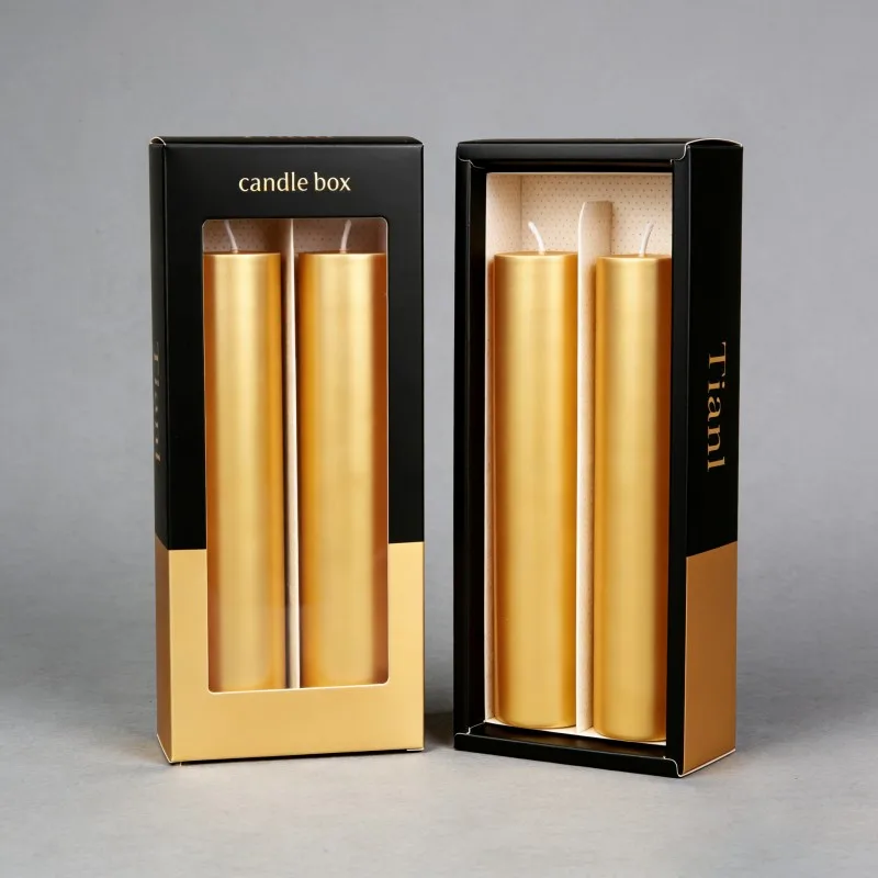 Scatole alte per candele a cono con stampa digitale e logo in rilievo, scatola personalizzata per candele a cono con logo, confezione per candele