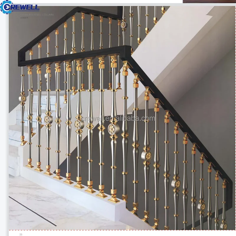 Gilded Railing Modern Luxury Gold Metal Railing for Stairways & Balconies ...