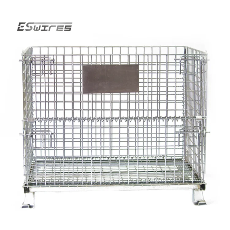 Square Box Zinc Mesh Metal Containers Japanese Folding Wire Basket Gas Cylinder Work Storage Transport Forklift Safety Cage