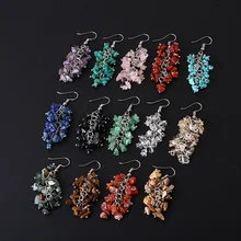 natural gemstone chip stone small string crystal quartz amethyst stone earrings women drop earring for fashion jewelry
