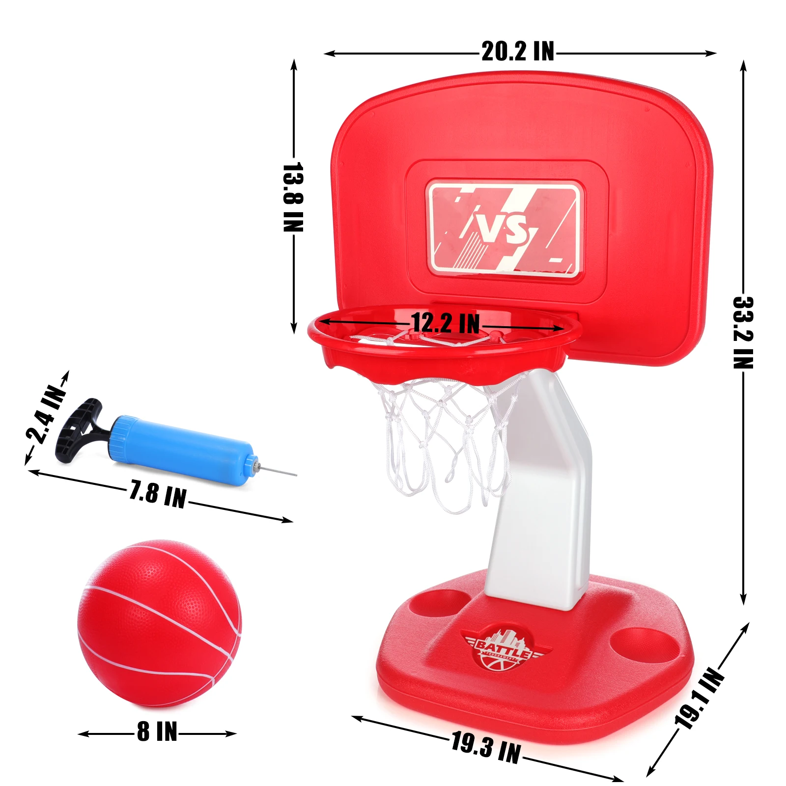 Jogo de basquete de basquete de piscina flutuante Sxbd compatível com  piscina | Inclui aro, 2 bolas e bomba, cesta inflável