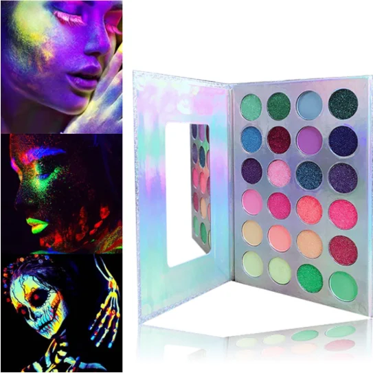 
 OEM Лидер продаж косметика оптовая продажа 24 цвета Хэллоуин светящиеся тени для век Палитра блестки матовые тени для век частная марка  