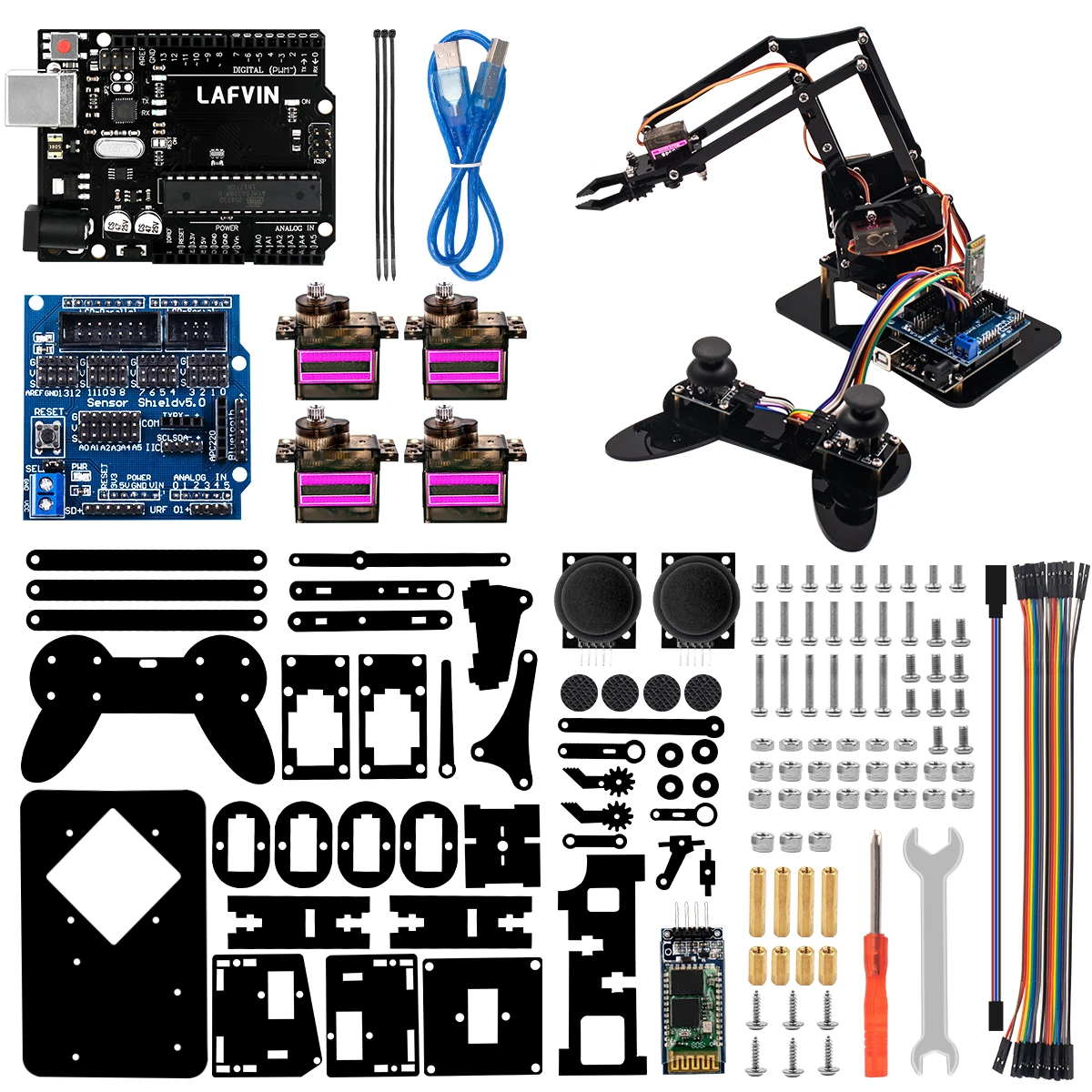 Акриловые игрушки LAFVIN 4DOF, набор механических ручек для роботов R3 DIY  с онлайн-обучающим руководством для arduino| Alibaba.com