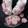 Bouquet - catena di perle rosa, 14 fibbie, senza scarpe