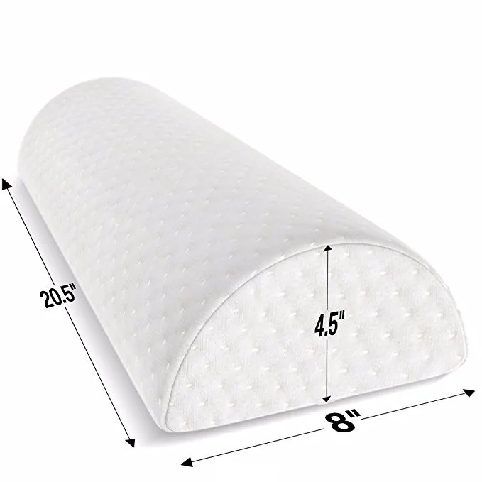 Cushy Form Back Pain Relief Half-Moon Bolster Wedge Memory Foam Semi-Roll Pillow 