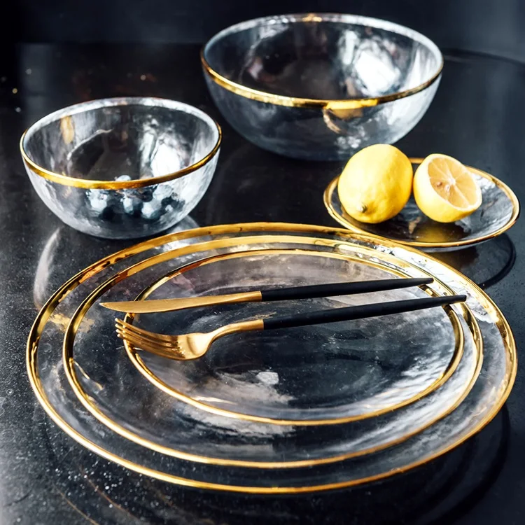 Cheap 13 Inch Wholesale Charger Plate Gold Rim Glass Charger Plate Rim Gold Wedding Wholesale