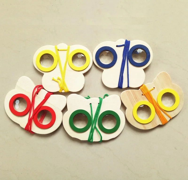 Детские Мультяшные деревянные калейдоскопические очки «сделай сам» для