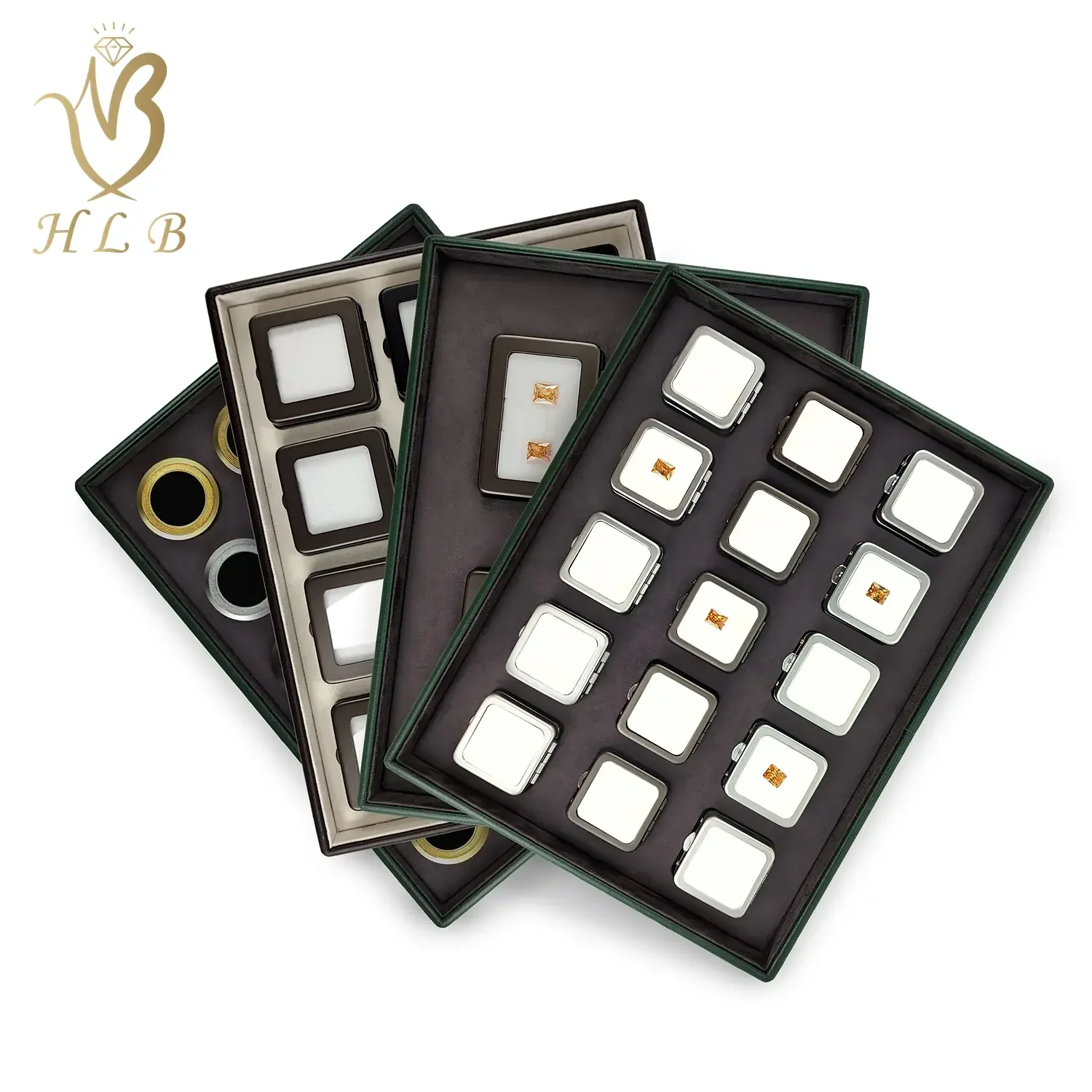 Highend Custom Gemstones Set Display Boxes Gemstone Tray Loose Diamond