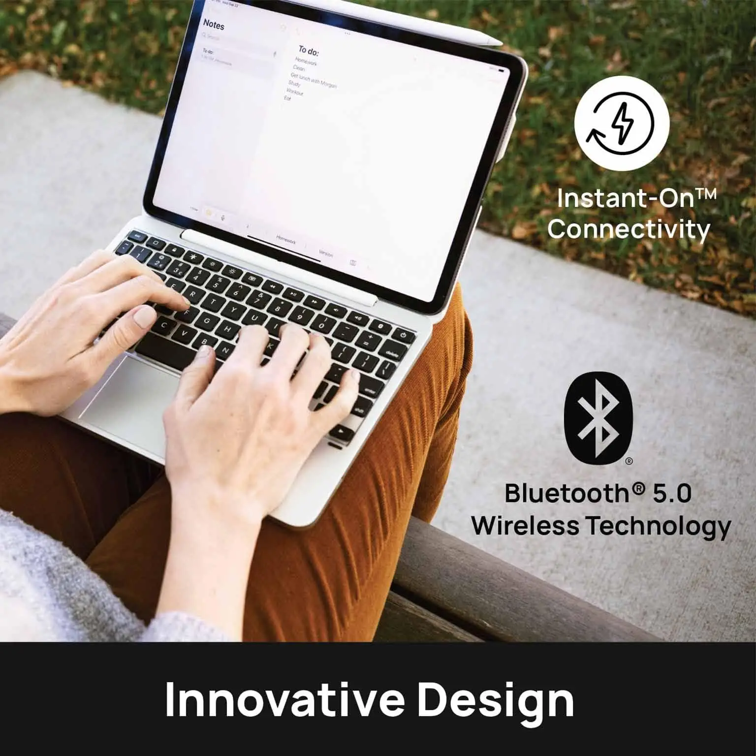 product wireless keyboard case with multi touch track pad for ipad pro 11  ipad air 11 with magnetic snapfit case space gray laudtec-2