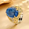 adjustable size Plain blue pointed crystal ring