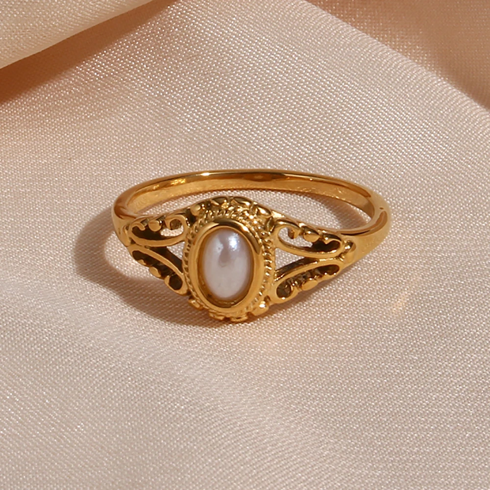 Fashion Jewelry Fresh Water Pearl Ring Unique Gold Ring With Freshwater  Pearl Daily Jewelry Floral Pattern Pearl Ring| Alibaba.com