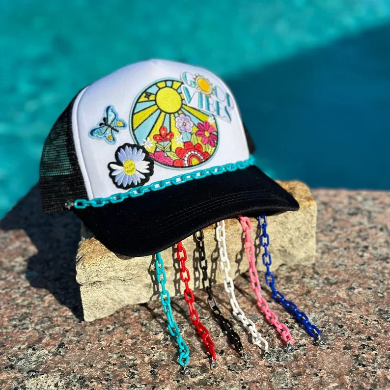9 Pcs Trucker Hat Chains - Colorful Acrylic Detachable Hat Charms For DIY & Costume Accessories
