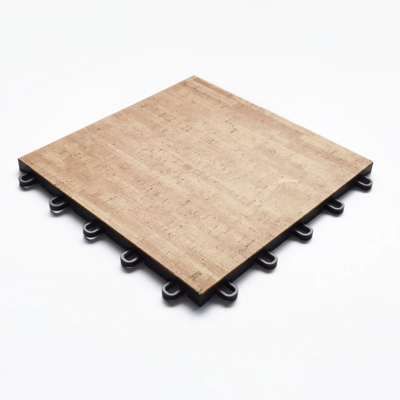 PP/TPE Soft Wood Grain Interlocking Sports Flooring Synthetic  Yoga/Pilates Basketball Court Plastic Rubber Flooring Tile