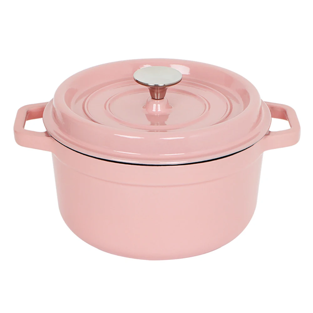 Dutch Oven Pink,Enameled Cast Iron Dutch Oven with Lid, 4 Quart Round Nonstick