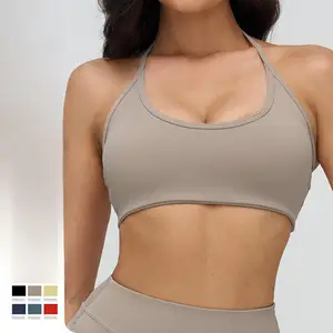 Underwear Knitted Oem Quick-Drying Halterneck Fitness Yoga Wear Luxury Private Label Full Cup Custom Dance Push-Up Bra