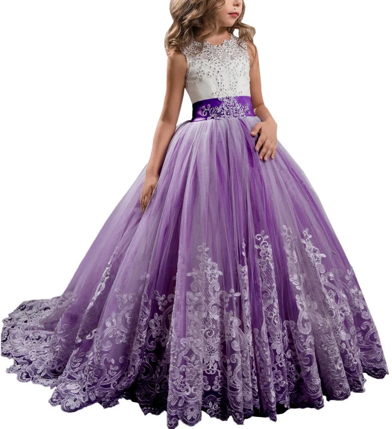Formal Dresses For Little Girls 5 Years Old Ball Gown Sleeveless Floral  Girl Dress Size 6 Purple Graduation Holiday Dress For Kids Full Length Lace  Tutu Tulle Girls Dress Size 5 Infant (