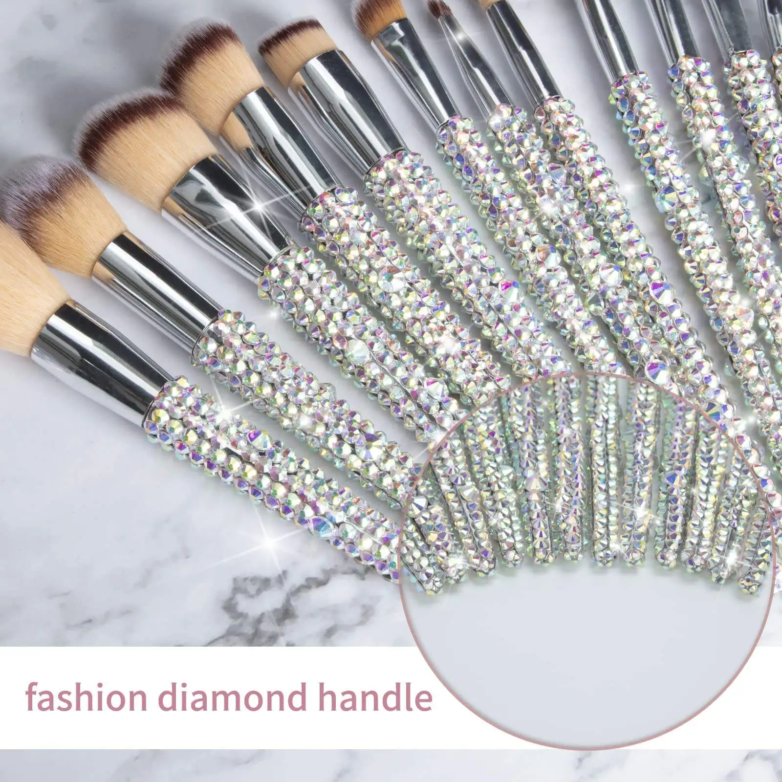 12pcs Custom Logo Diamond Buling Makeup Brush Set Colorful Fancy Rhinestone Unique Personality Gift Makeup Brush Set