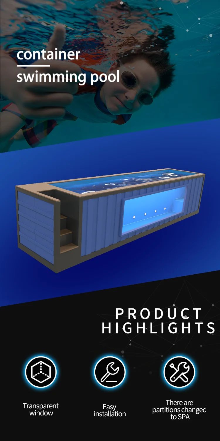 Supplier Container Swimming Pool Above Ground 20ft 40ft Endless Terrace