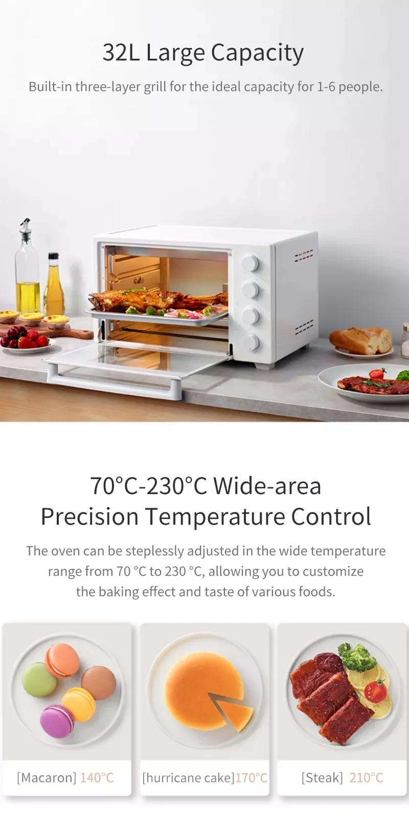 Original Xiaomi Mijia 32L Electric Oven 1600W Household Bake Pie Food Smart Roaster Oven Constant Temperature Control 220V
