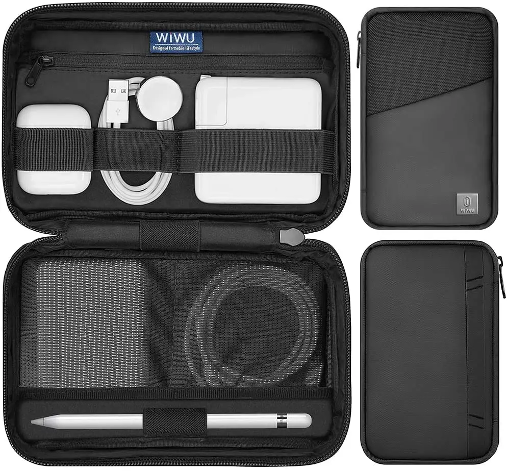WiWU Unisex Geometric Wallet Card Passport Case Travel Pouch with RFID Protection Nylon Accessories Strap Fashionable Design