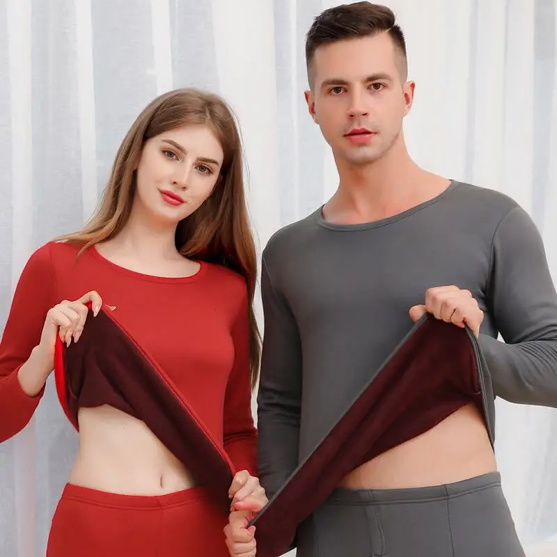 Высококачественный зимний бархатный плотный теплый многослойный пижамный комплект длинные кальсоны комплект термобелья для мужчин и женщин