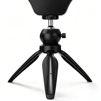 UBeesize 10-Inch Aluminum Selfie Ring Light Tripod Stand with Phone Holder Dimmable LED for Makeup Live Streaming (iOS/Android) detail image