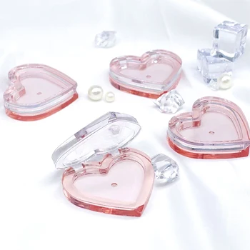 Monochrome heart-shaped blush box Compact plastic clear empty box cosmetic packaging with custom logo