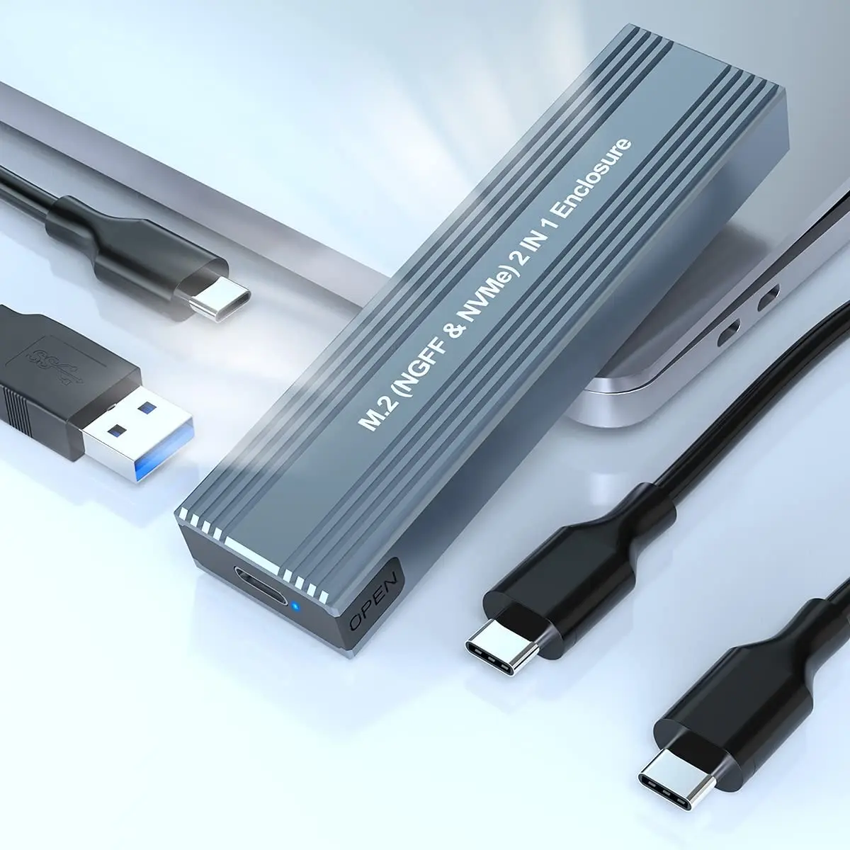 Aluminum Portable USB3.1 Type C GEN 2 M2 Enclosure NVME PCIE SATA NGFF Case SSD Adapter Solid State Drive Housing