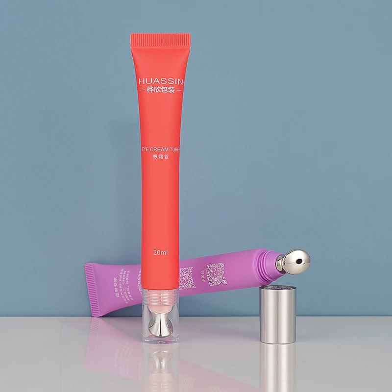 20ml Soft Squeeze Cosmetic Plastic Packing Skincare Containers Plastic Tube Eye Serum Container With Metal Zinc Applicator