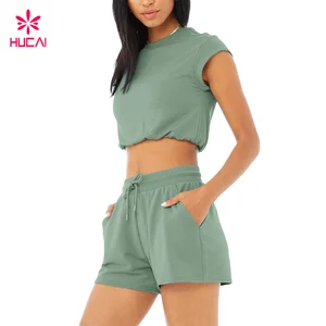 Custom Summer Loose Quick Dry Running Shorts Cotton Spandex Sports Fitness Womens Athletic Shorts  With Pockets