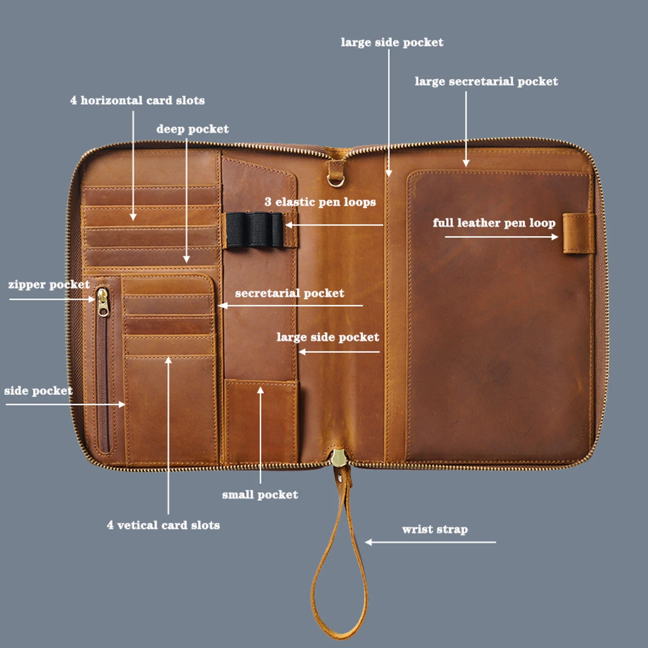 Luxurious A5 Leather Zippered Notebook Cover for Leuchtturm 1917