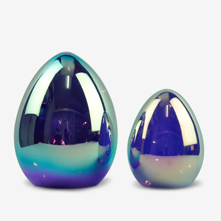 Party Supplies Easter Eggs Led Light Iridescent Glass Eggs Shape Easter Ornament