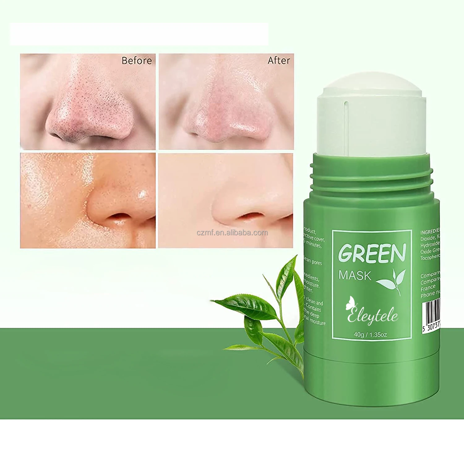 Moisturizing and Deep Cleansing Clay Facial Green Tea Musk Mask Stick Huge Beauty Green Purifying Stick Mask Solid for All Skin