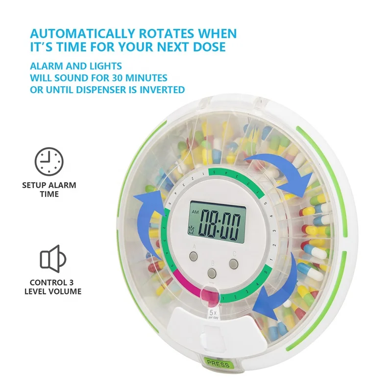 Standardalone Pill Dispenser With Alarm For Elderly,28 Day Circular Pill Case M112 Buy Pill