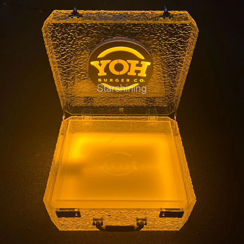Colorful Ace of Spades 3 Bottles LED champagne Box Suitcase LED Bottle Presenter Display VIP Glorifier Carry case for Party bar