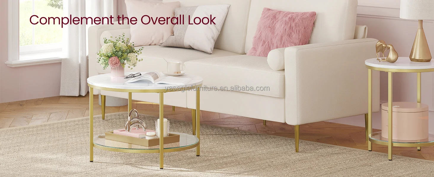 VASAGLE 2-Tier Round Coffee Table - Stylish & Adjustable